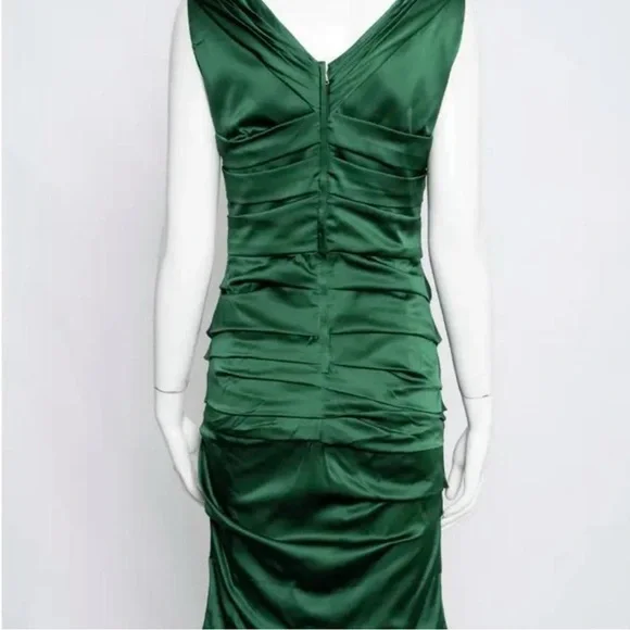green emerald velvet dress Dolce & Gabbana Ruched Satin Bustier Dress Green Stretch Silk Size 40   Celebrity Owned